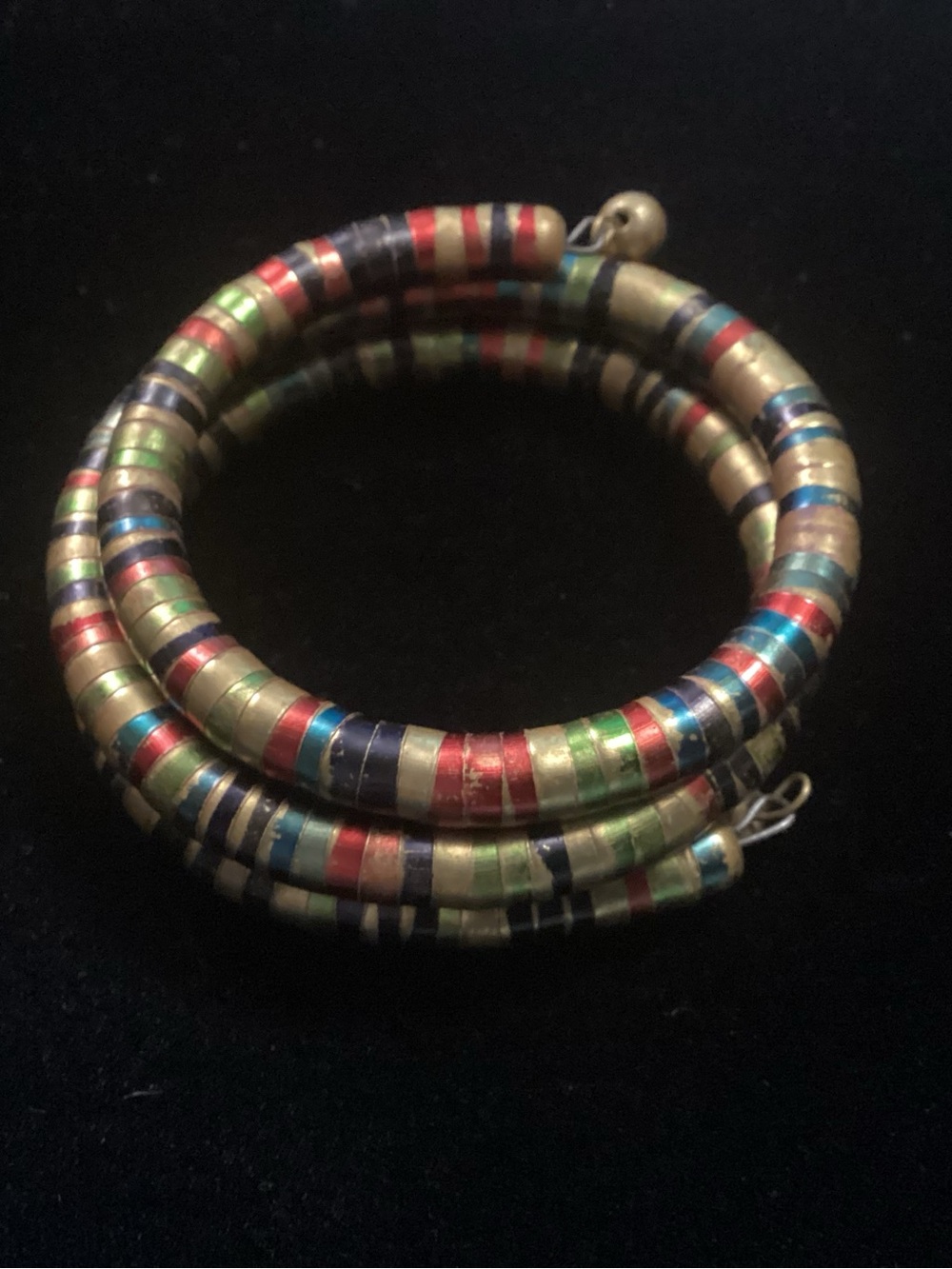 Multicolor Coil Beaded Bracelet with Gold Accents